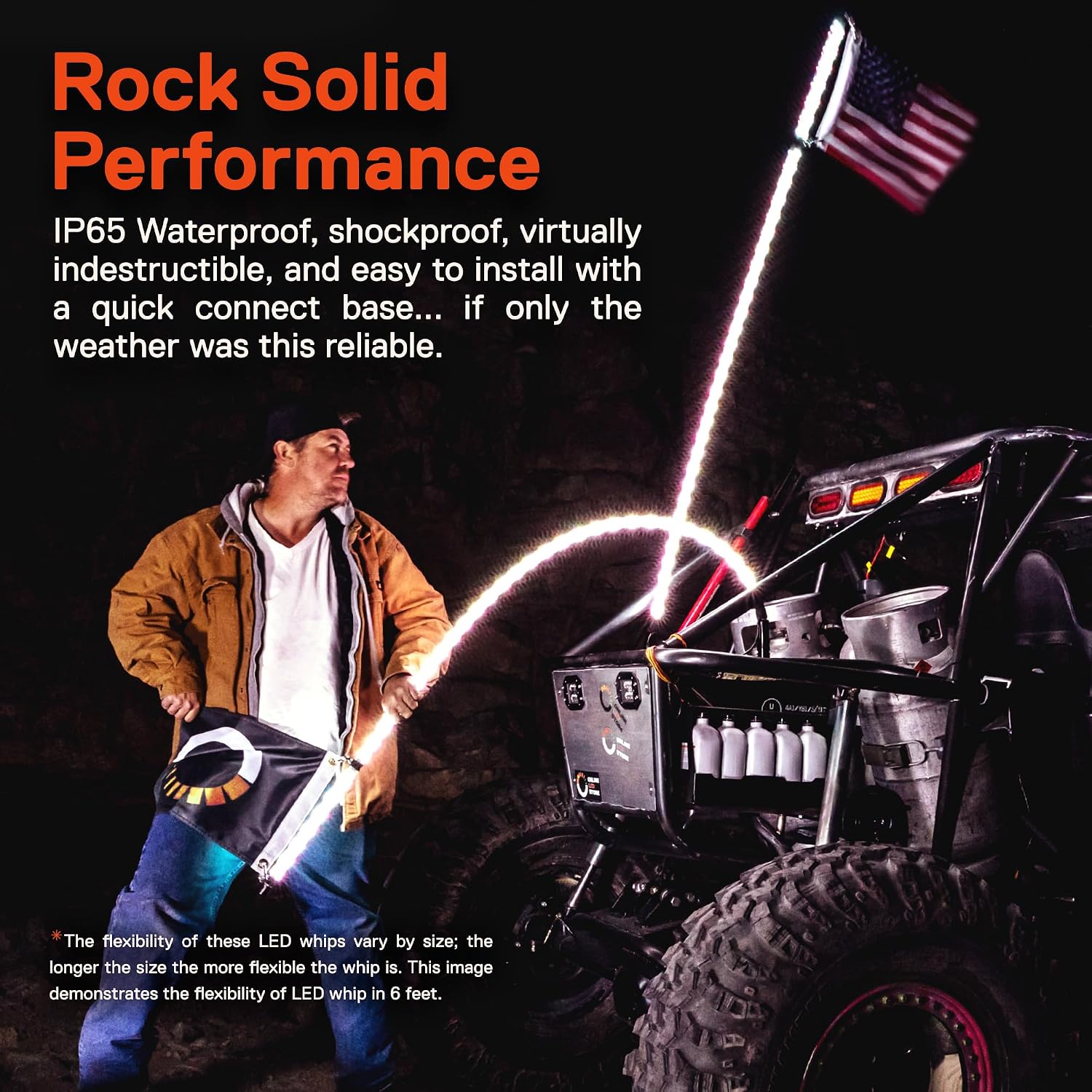 True Mods 4ft Spiral RGB LED Whip Light for UTV ATV [RF Wireless Remote] USA Flag Waterproof LED Lighted Whip CB Antenna Pole Stick for RZR Can-Am Polaris SxS 4x4 Quad Dune Buggy 4 Wheeler Accessories