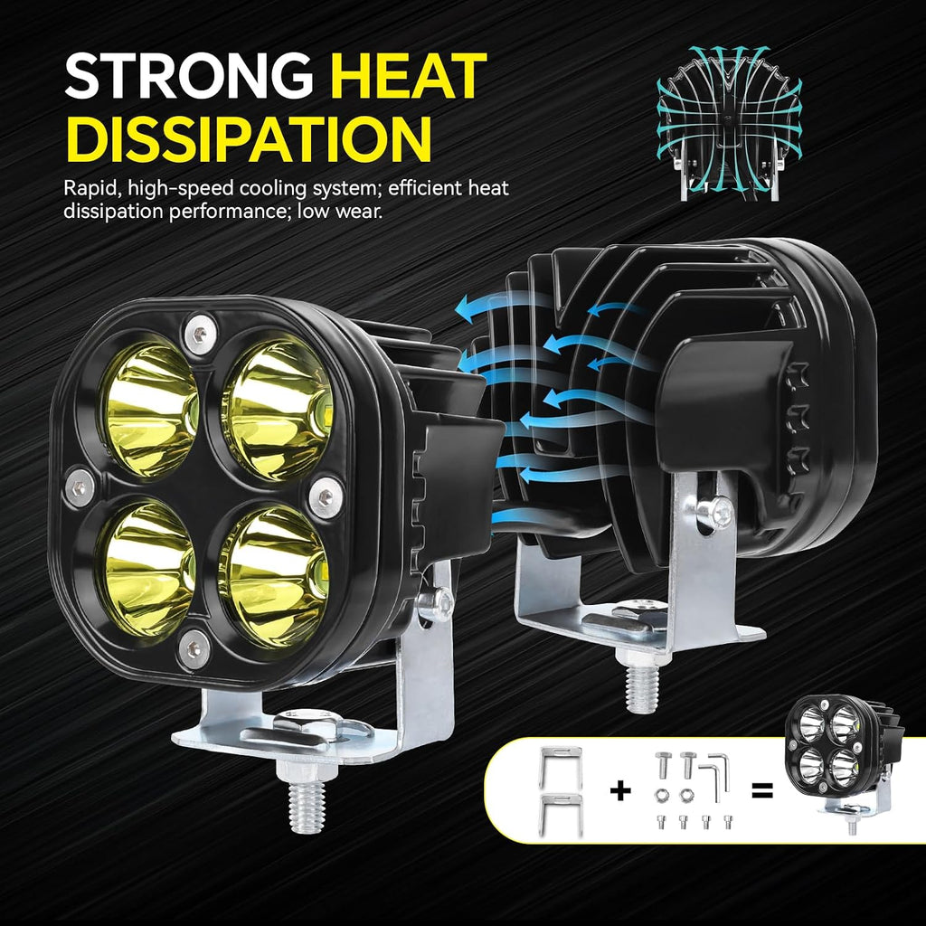 motorcycle driving lights white led pods lights 3’’, side view