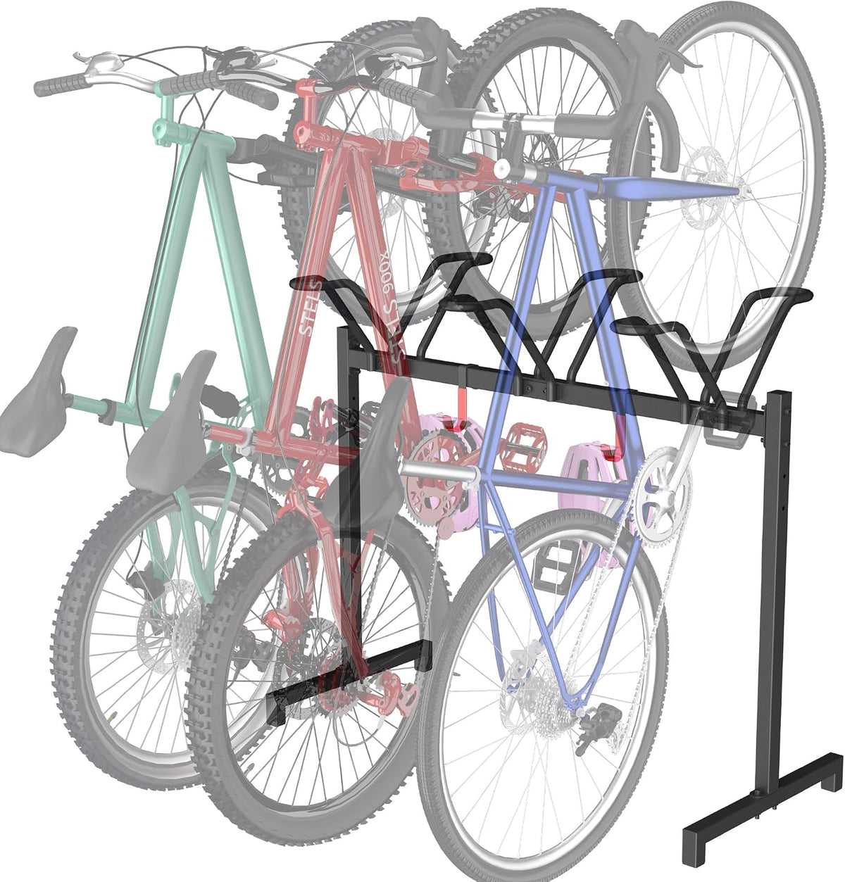 3 Bikes Floor Stand, Adjustable Bicycle Parking Rack