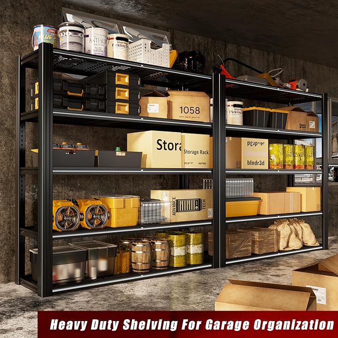 48" W Metal Garage Shelving 5 Tier Storage Shelves Heavy Duty 3030LBS - Image 9