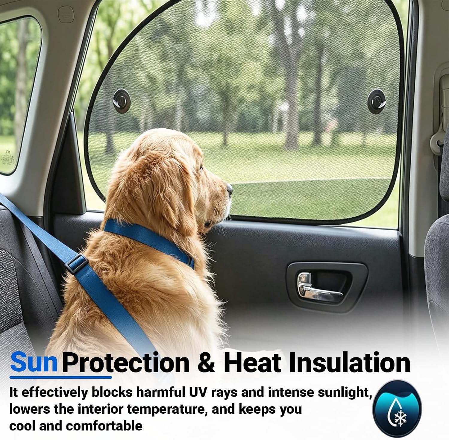 2 Pack Car Sun Shade, Universal UV Protection Sunshade for Side Windows for Side Window Sun Glare and UV Protection for Kids/Adults/Pets, Cars Suction Cup Sunshade, 25" x 14" Fits 98% Cars