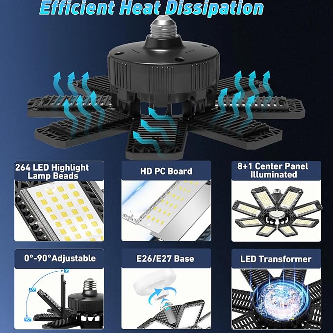 Garage Light 8 Pack - 240W 24000LM 6500K Garage Lights Ceiling LED
