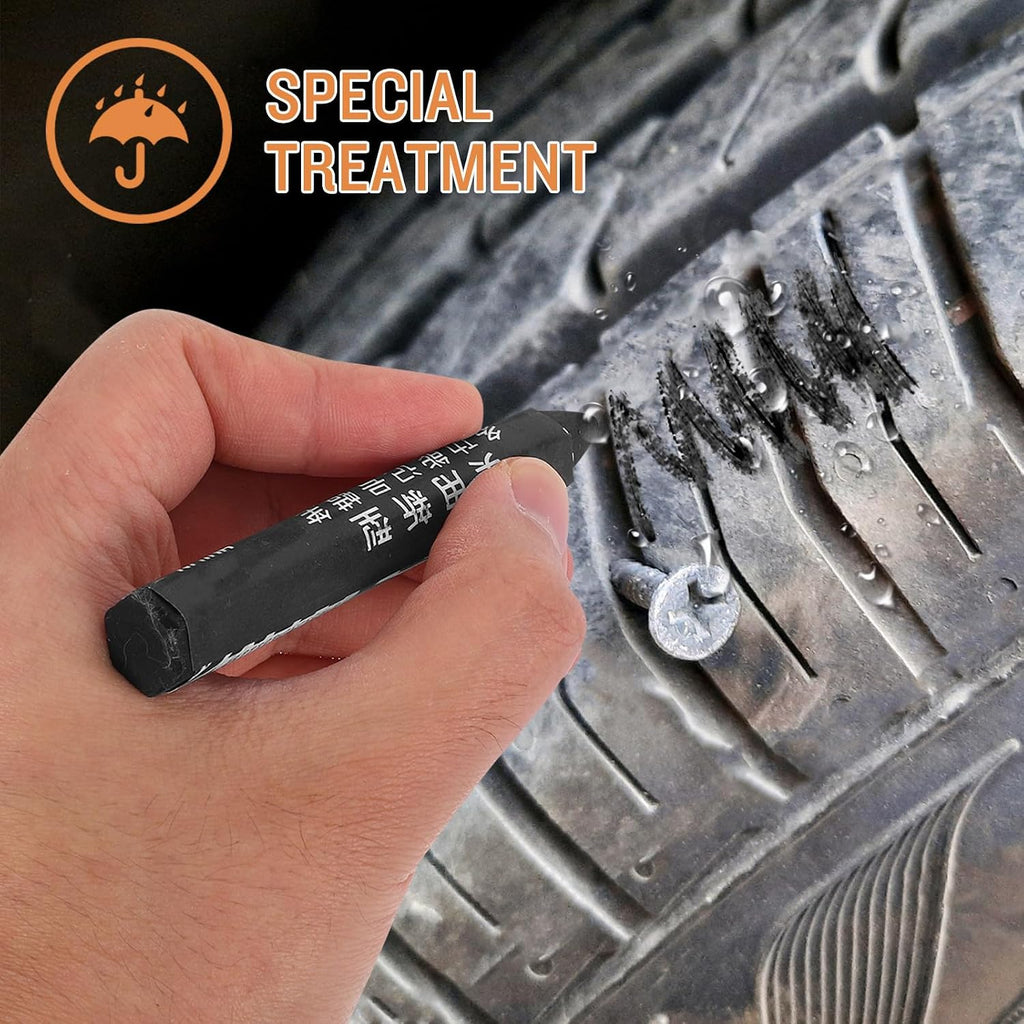 Hemoton 6pcs Black Wax Marker Pens for Car Tire Repair Marking Weather Resistant Tire Repair Marking Pens