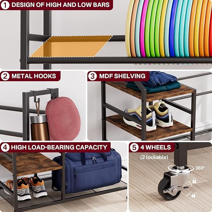 Portin 5 Tier Disc Golf Storage Rack, Disc Station Organizer - Image 4