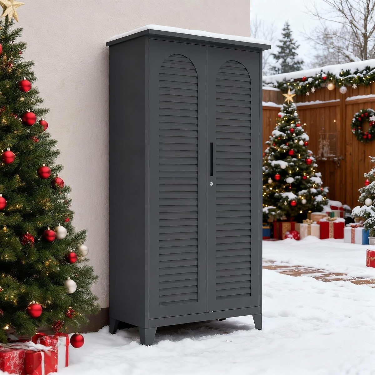 ryh 73" tall metal outdoor storage cabinet(73" h on a desk or shelf