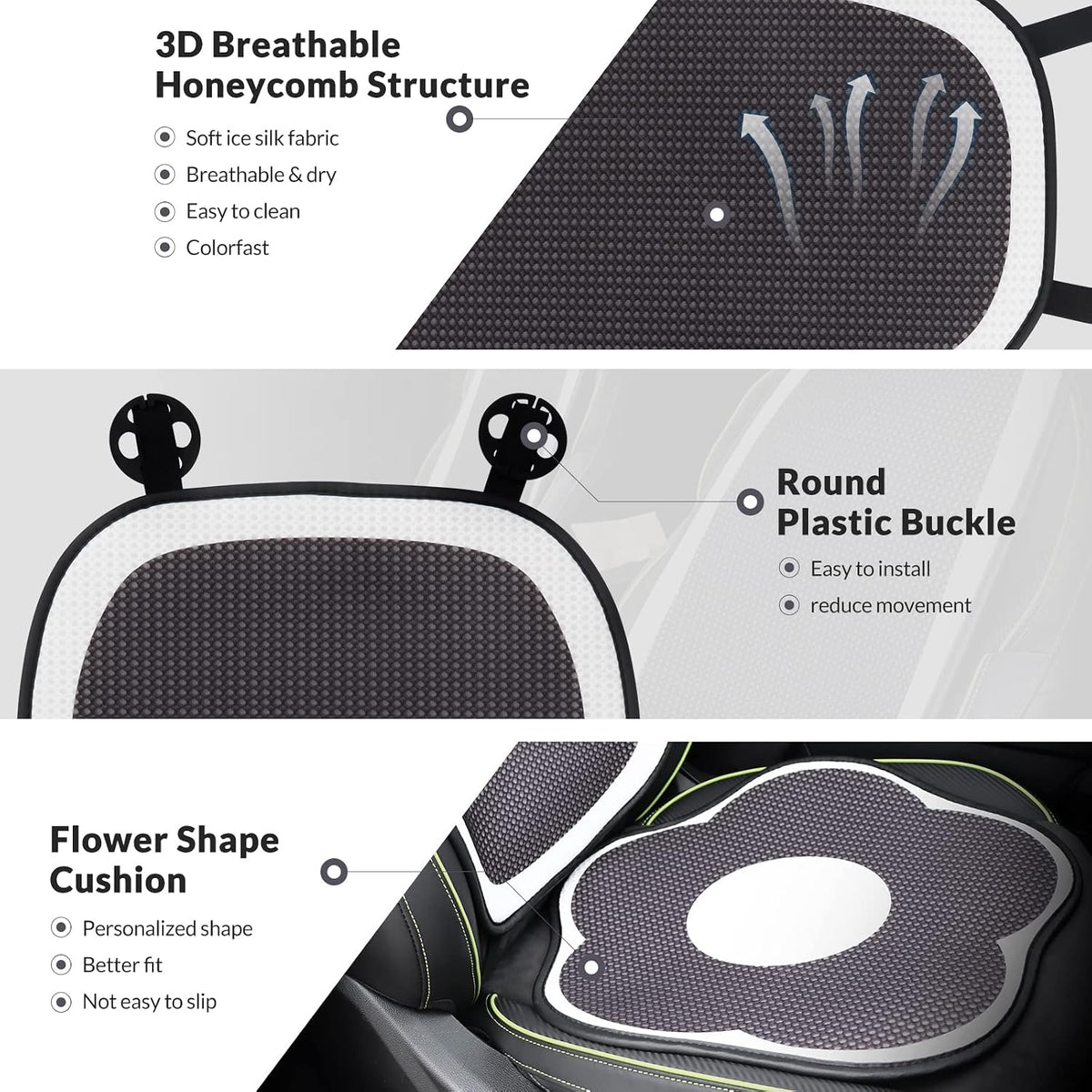 cute car seat covers full set, universal fit, close-up detail
