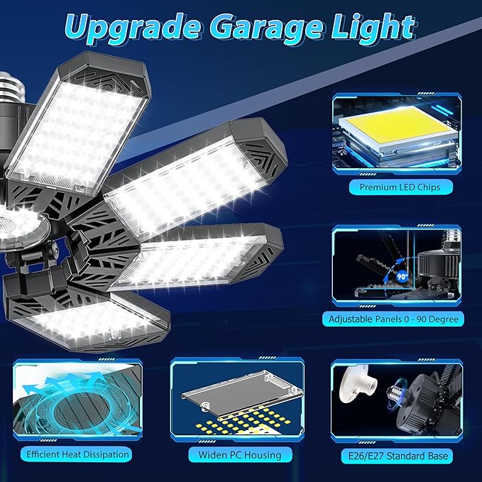 ISKYDRAW Garage Lights 6 Pack, 260W 26000LM Bright LED Garage Light - Image 6