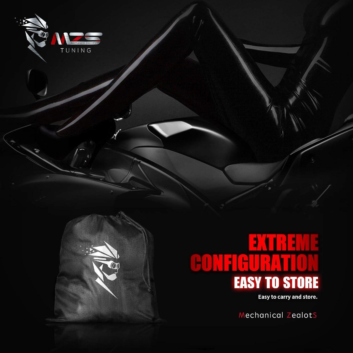 MZS Motorcycle Cover Waterproof Outdoor Compatible With XR1200X XG750A SCL500 CB750 KLR650 R1200GS Scrambler Vstrom Diavel Transalp DR650S Tenere XR650L, All Weather Outdoor Protection Covers Storage