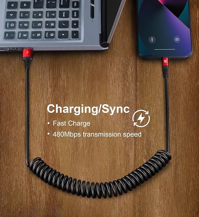 2 Pack Coiled Lightning Cable 3ft, iPhone Charger Cable - Image 4
