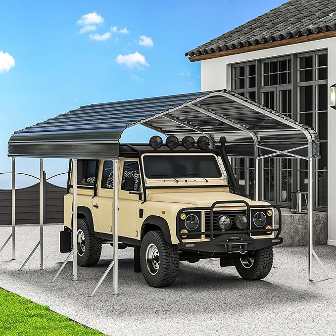 10x15' Heavy Duty Metal Carport – Sturdy Structure, All-Weather Protection by dgedby