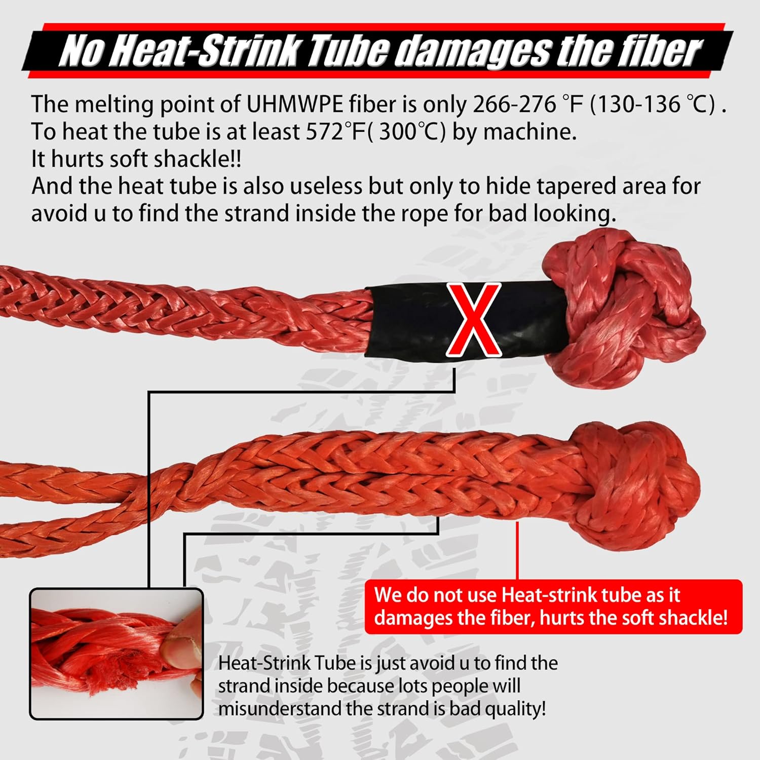 TOUGH 2 Pcs Synthetic Soft Shackle 1/2 x 22 Inch (55,000lbs Breaking Strength) Rope Shackle with 4 Sleeves for Sailing SUV ATV Truck Jeep Off Road Recovery (1/2" X22" Plus, Orange 2-Pack, 2)