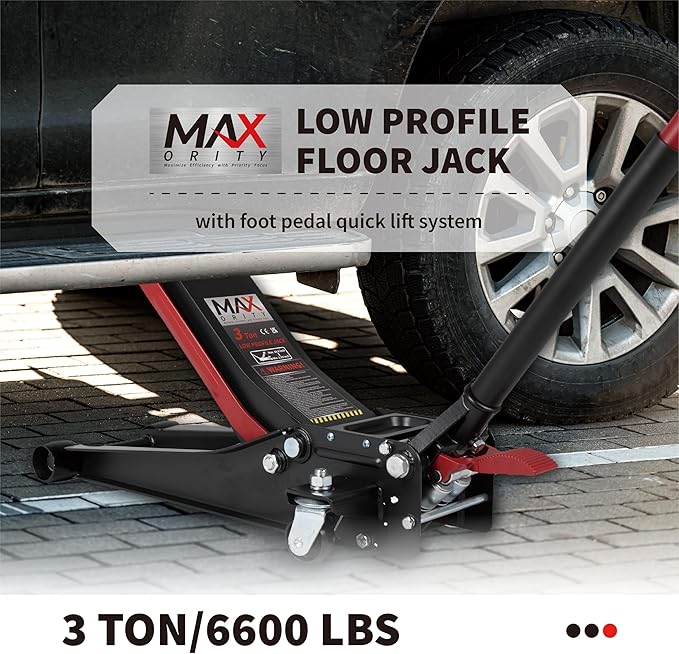 3-Ton Low-Profile Dual Pistons Heavy-Duty Steel Racing Floor Jack - Image 2