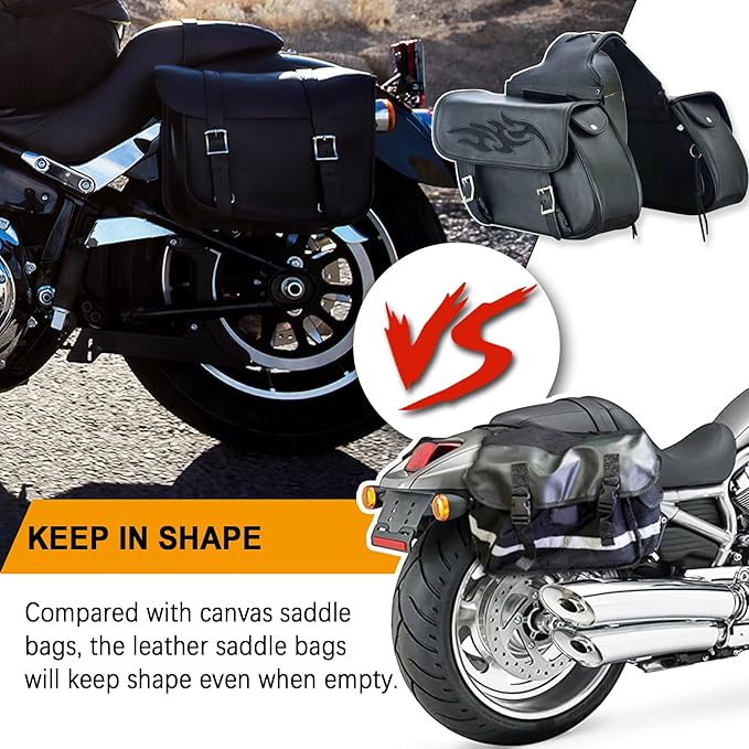 Dream Apparel Naked Cowhide Leather Motorcycle Saddle Bags Throw Over Saddlebags - Image 6