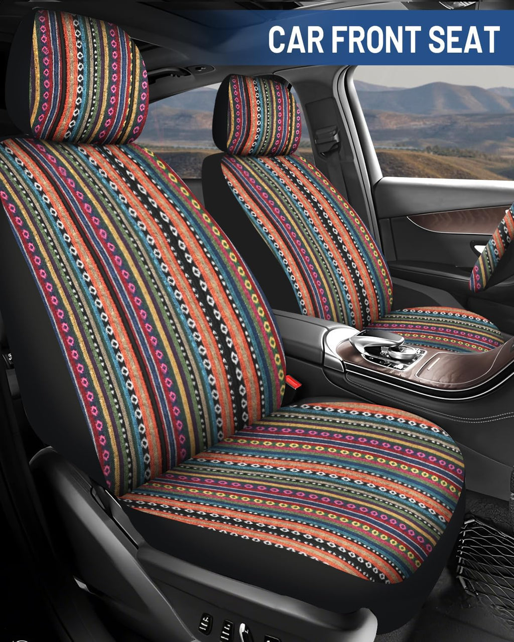 baja saddle blanket car seat covers full set shown in use
