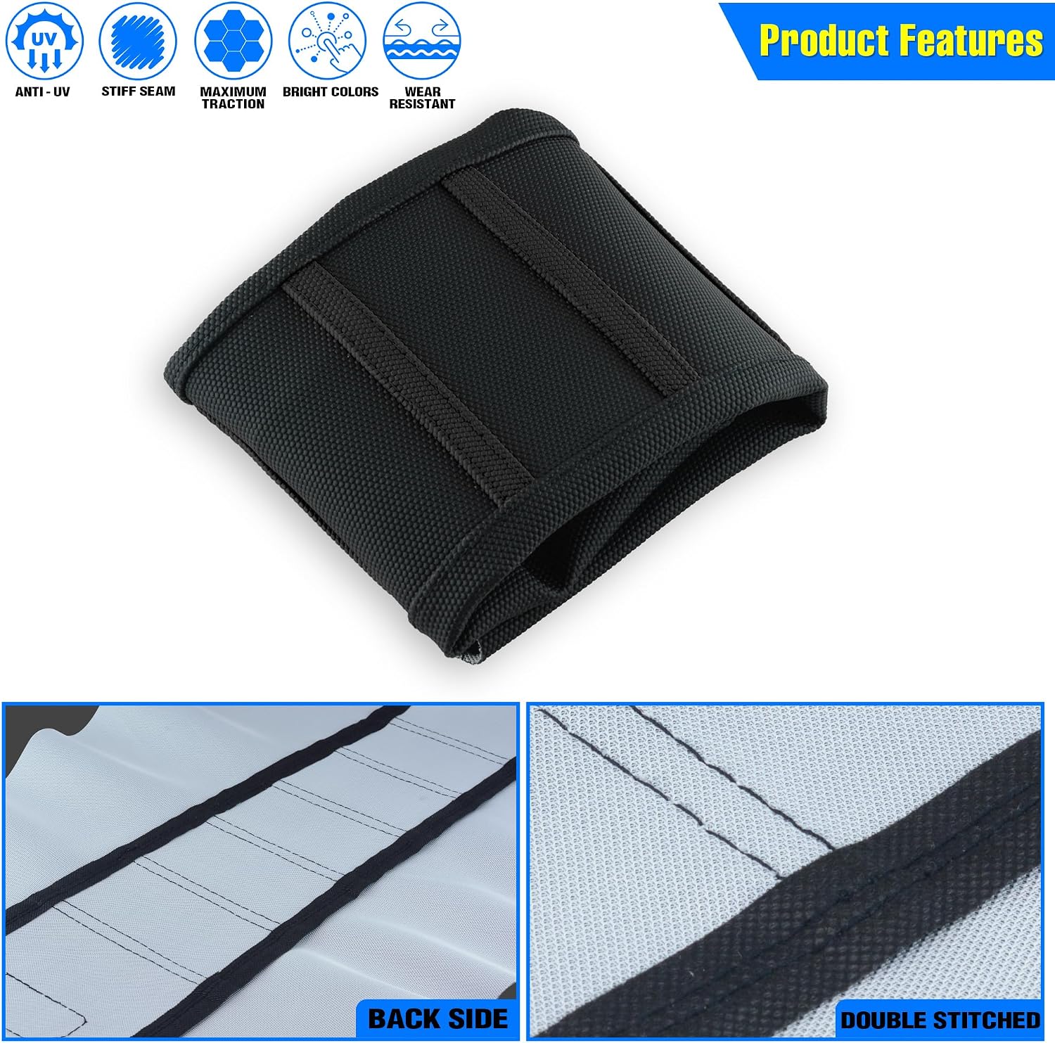 Motorcycle Universal Seat Cover Non-Slip Rubber Striped Gripper Soft Sewing for Yozma In10 CRF WR WRF RMZ YZF SXF EXC EXC XC SX CR KLX Dirt Pit Bike Motocross Off Road Motorbike (Black)