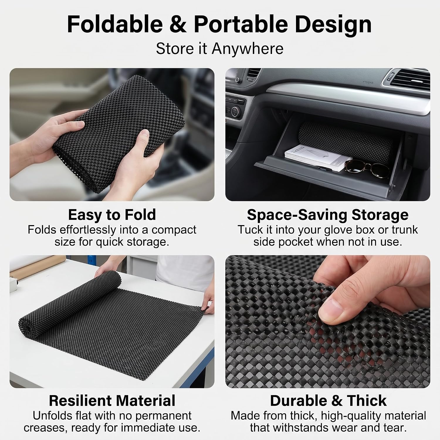 1 PC Roof Rack Pad, 51"x43" Rooftop Cargo Bag Mat, PVC Roof Non-Slip Rug Pad, Universal Multi-Purpose Rooftop Storage Bag Protective Mat, for Most Cars, Trucks, SUVs (Black)
