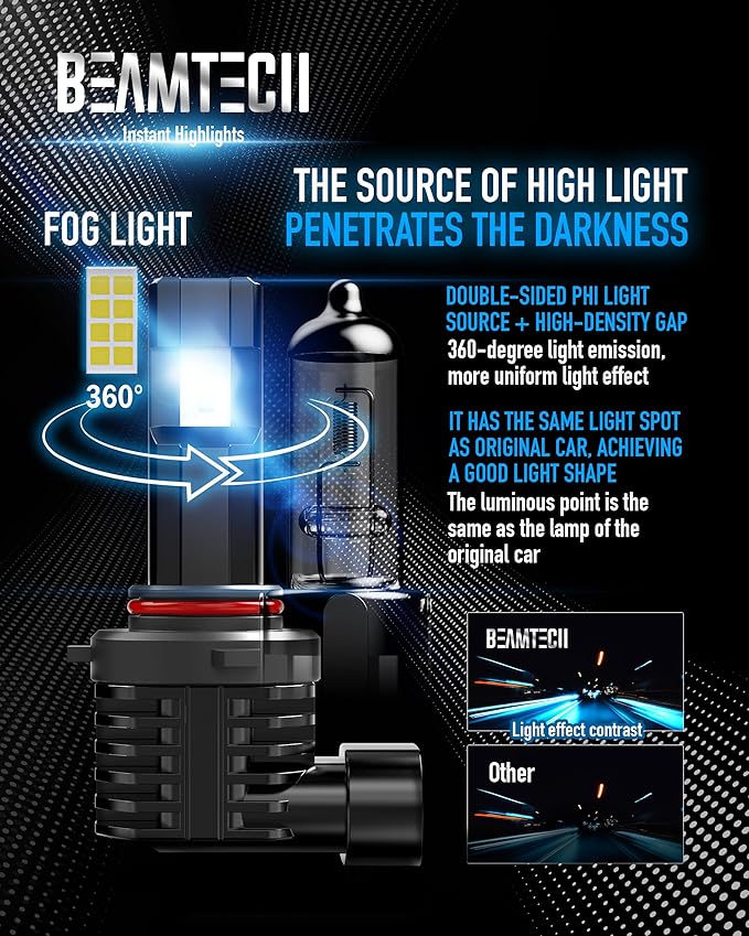 BEAMTECH 9005 Fog Light Bulb, HB3 Fog Bulb 6500K Fog Light or ATV UTV Off Road - Image 3