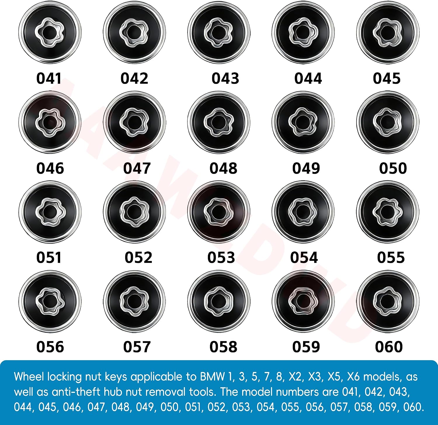 #043 Compatible with BMW 1 3 5 7 8 X2 X3 X5 X6 Wheel Lock Key Tire Lug Key | 043 Wheel Locking Nut Key Replacement