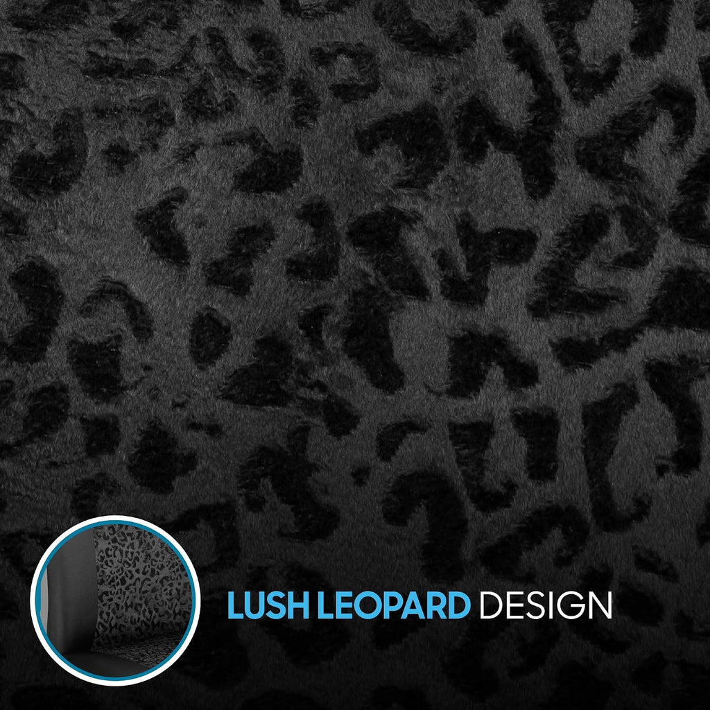 bdk black leopard car seat covers for front showing dimensions