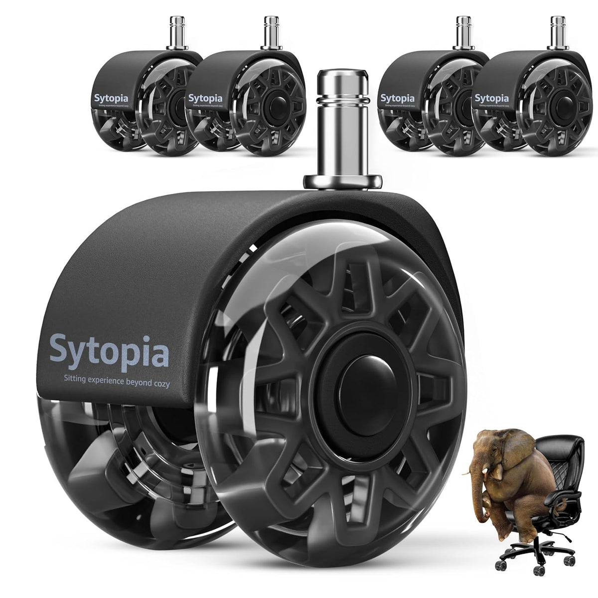 sytopia office chair wheels replacement, 2.5 inch tandem, main product view