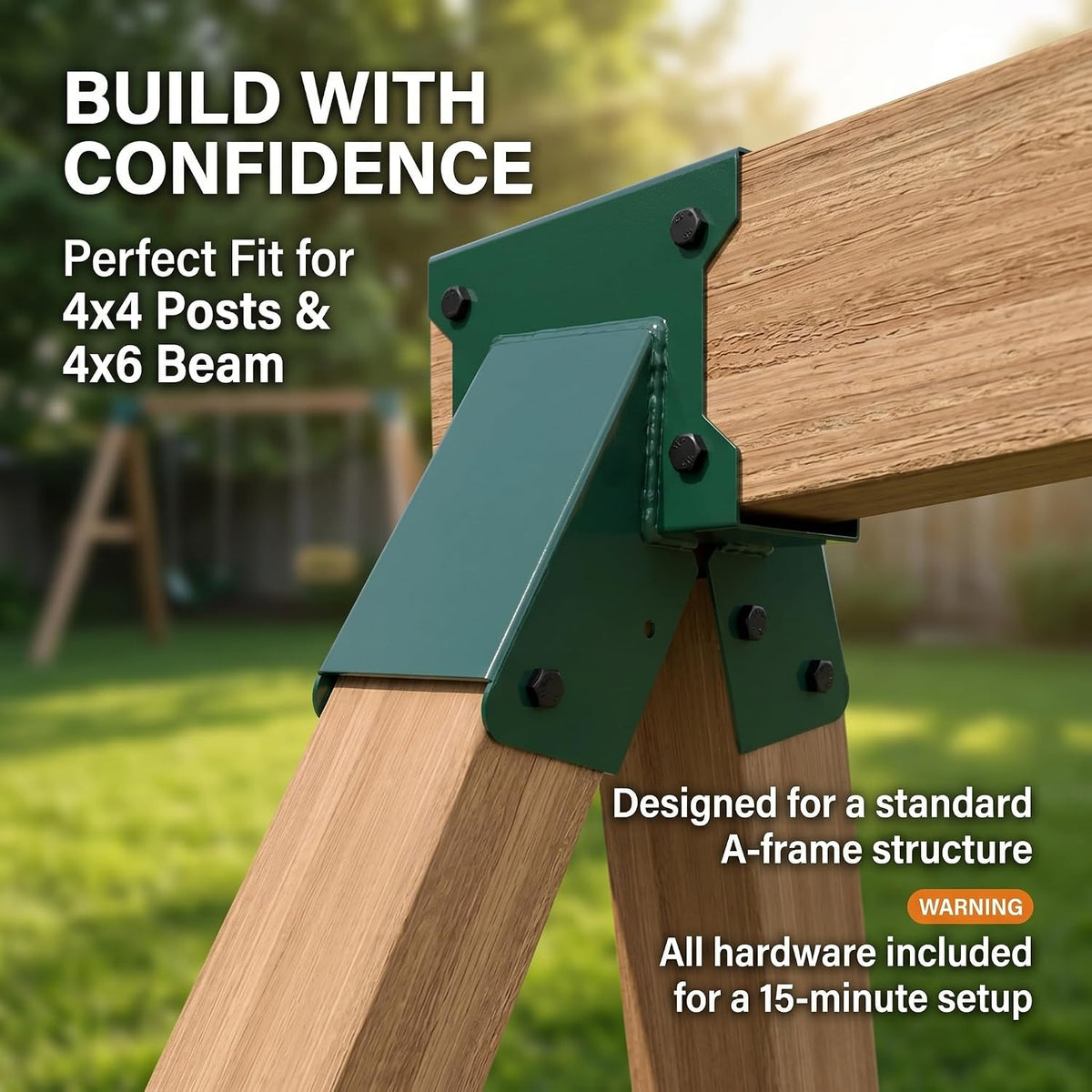 a-frame swing set bracket kit, 2-piece wood swing, package contents