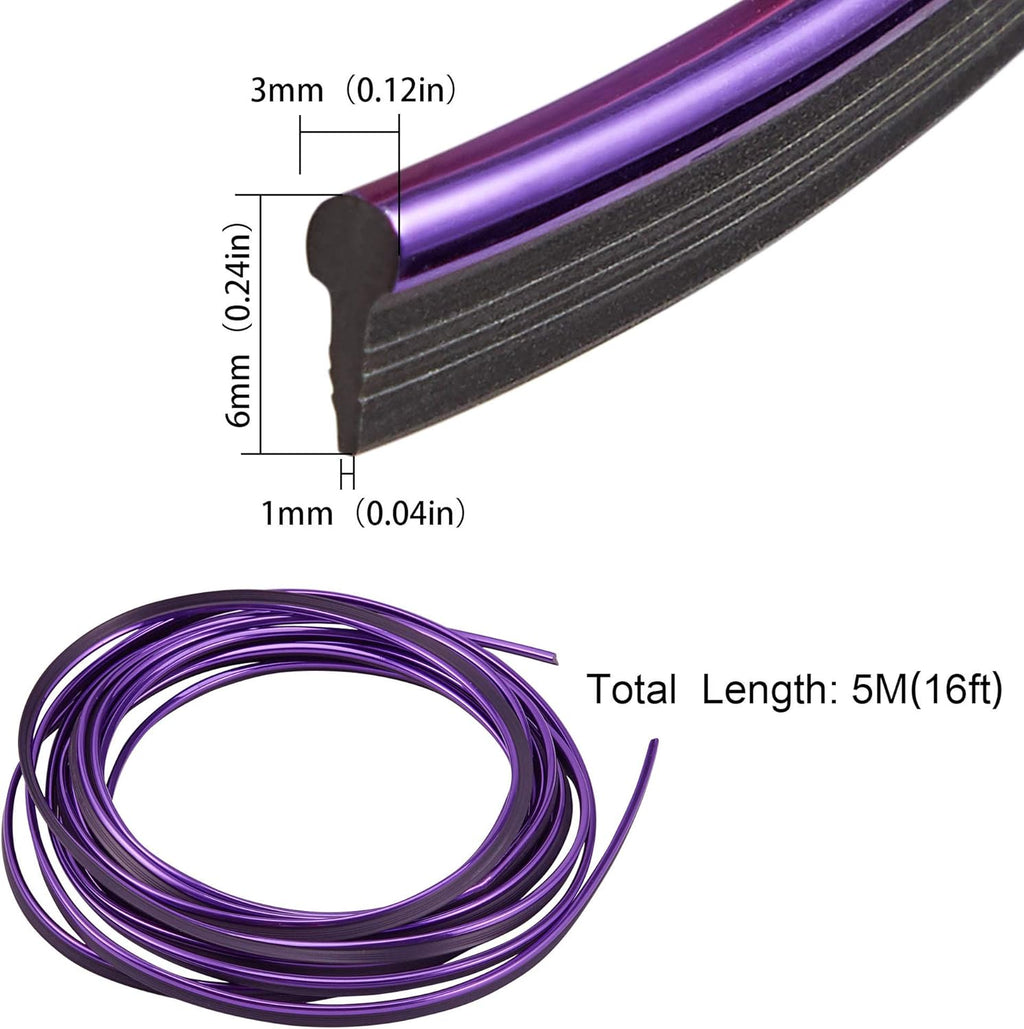 TOMALL Car Interior Moulding Strip Car Decorative Filler Insert Strips 5M(16ft) Flexible Electroplating Decoration Styling Dashboard Accessories with Installing Tool (Purple)