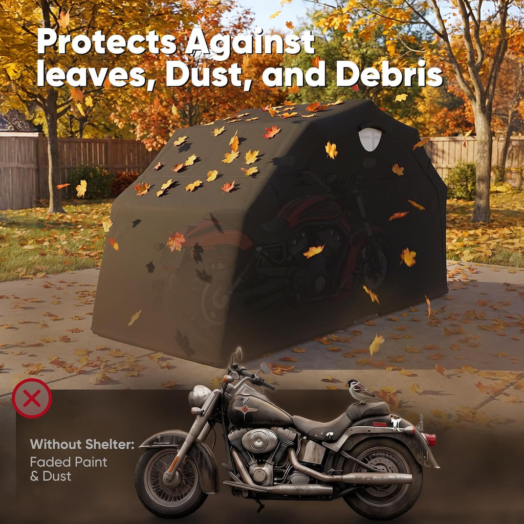 quictent motorcycle garage pod shelter hard shell with on a desk or shelf