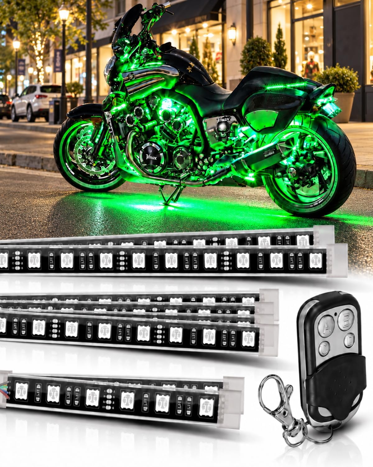 sunpie motorcycle underglow kit 8pcs rgb strip lights, main product view