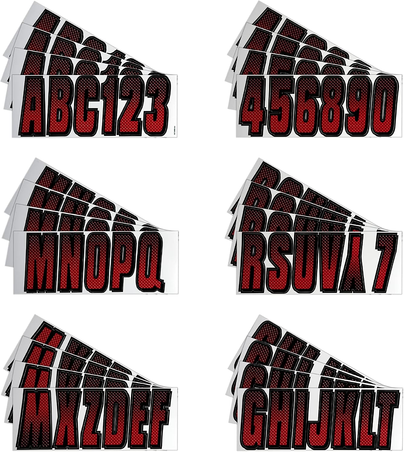 Hardline Products USA Series 300 Factory Matched Boat Registration Numbers - 3 Inch Red & Black Marine Lettering Kit - USCG Compliant, Fuel & Fade Resistant Vinyl Decals for Hulls & PWCs