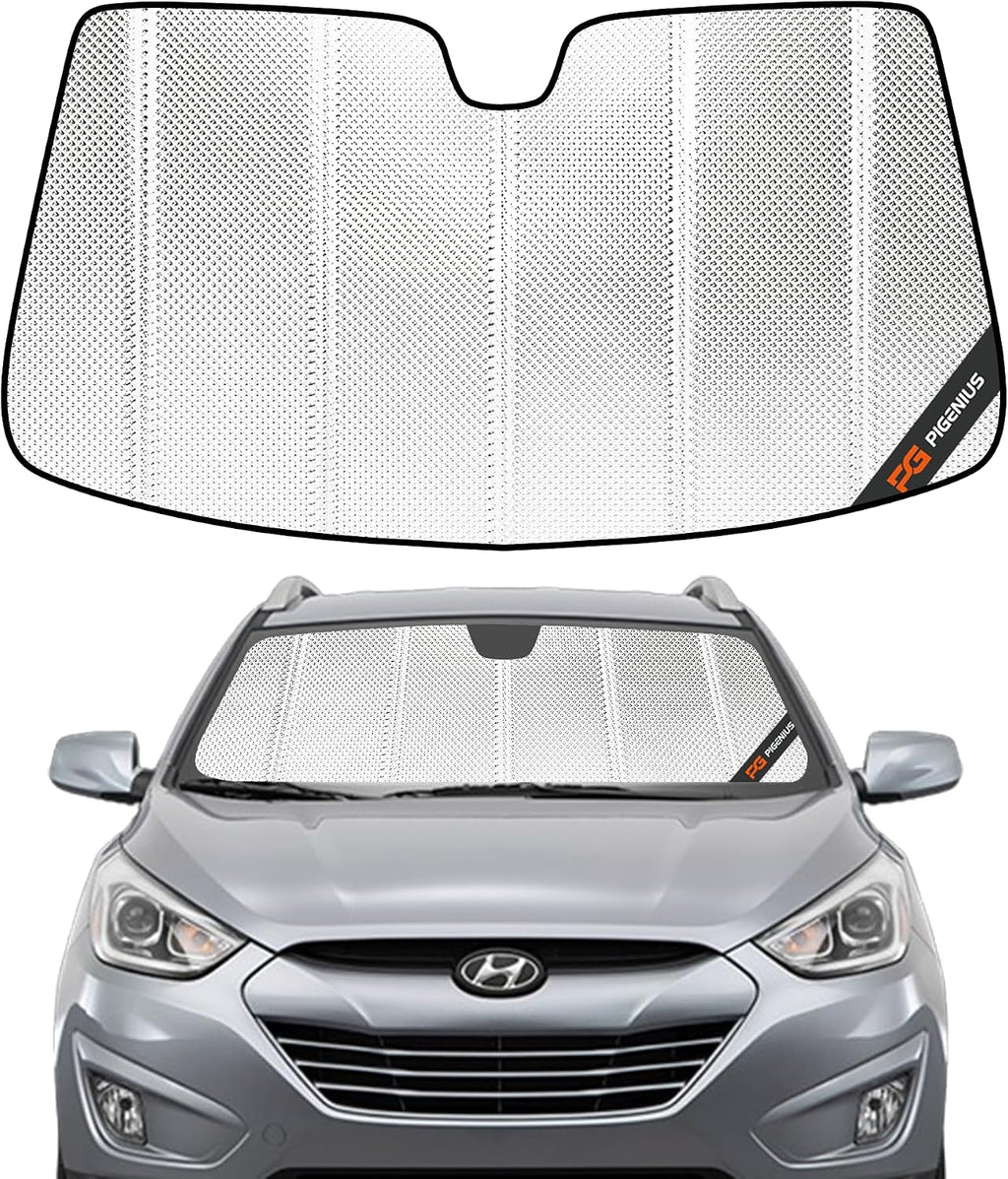 Pigenius Windshield Sun Shade for Hyundai Tucson 2010-2015. Reflective Aluminum Film Front Window Sunshade - BLAZBLOCK