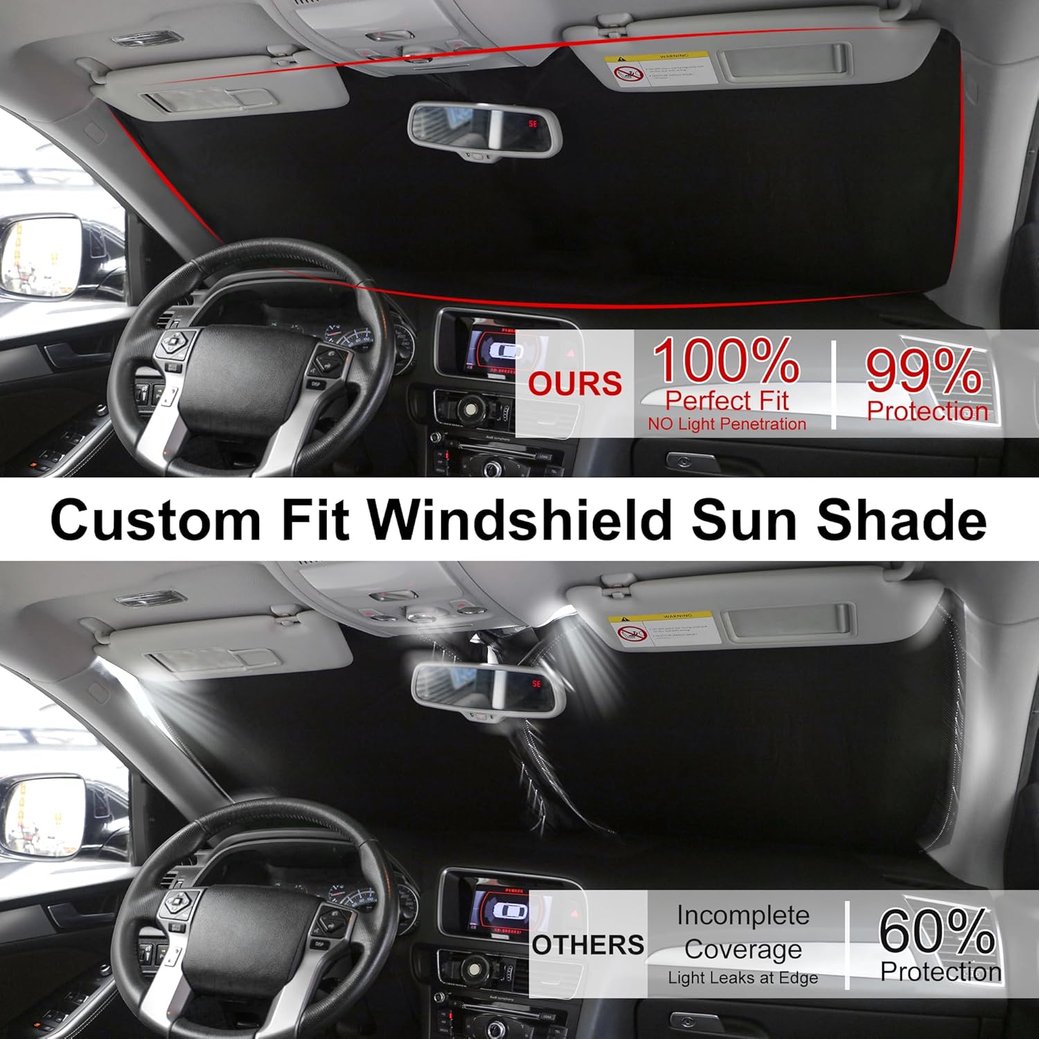 TINGLU Sun Shade for Toyota FJ Cruiser Sport Utility 2007-2014 Accessories Windshield Sun Shade Window Shade UV Rays Protection Sun Visor Cover with Steering Wheel Sunshade Storage Bag
