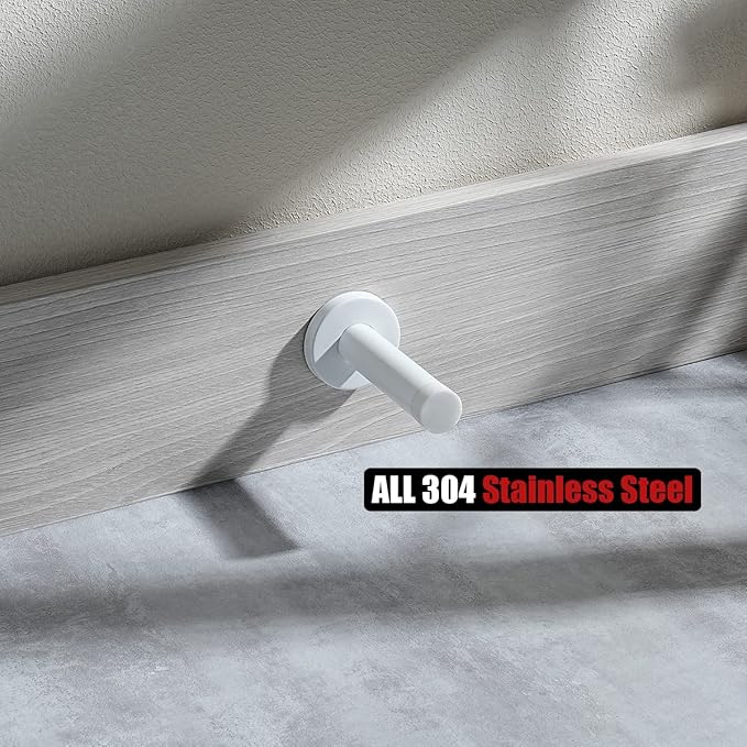 JQK Door Stopper White, 304 Stainless Steel Thicken 1mm Sound Dampening Door - Image 5