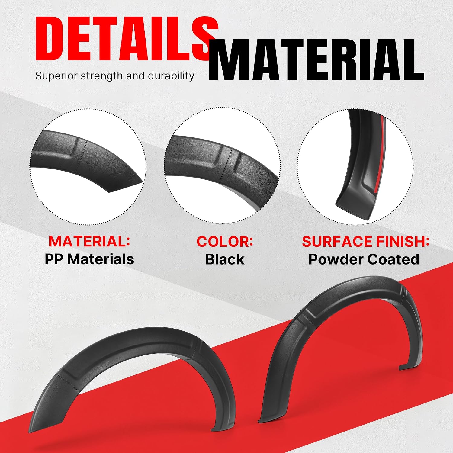 4Pcs Fender Flares Set Compatible with 2011-2016 Ford F-250 F-350 Super Duty Front & Rear Wheel Arch Cover Protector Plastic(PP) Textured Black
