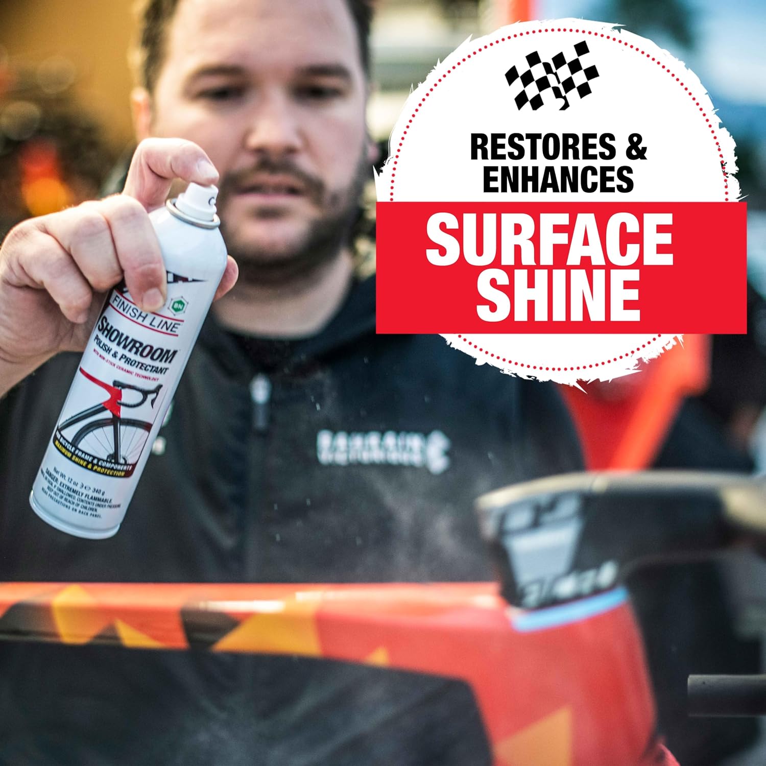 Showroom Polish and Protectant for Bicycles, High-Gloss Ceramic Finish for Bike Frames & Components, Non-Stick Dirt Repellent, UV & Rust Protection, Safe on Plastic Rubber Metal, Long-Lasting Shine