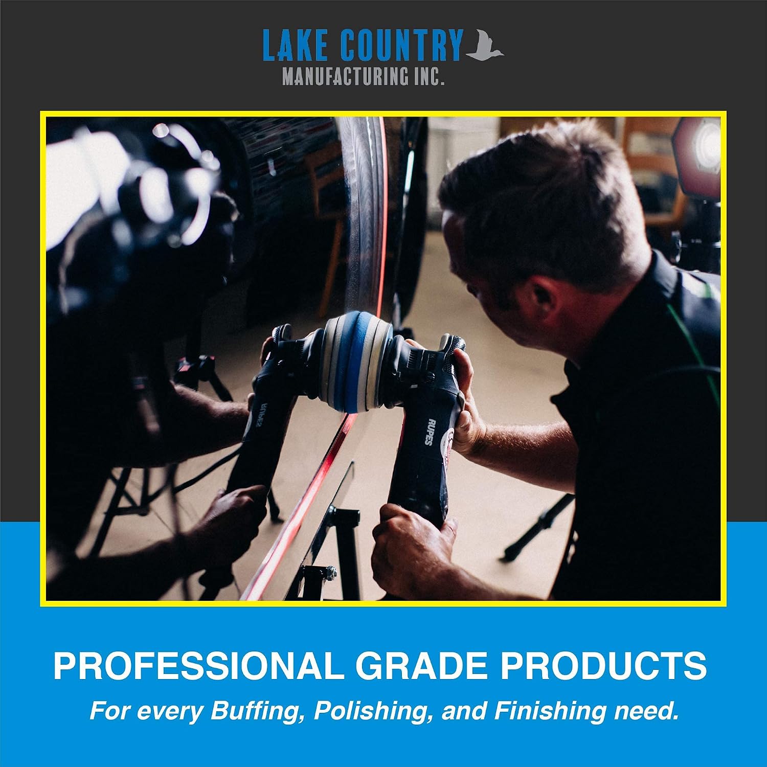 Lake Country Dual-Action Backing Plate - Flexible Plate with Hook-and-Loop Fastener w/Inner Steel Construction - Flexible and Durable Material for an Even Polish (Yellow, 5 Inch)