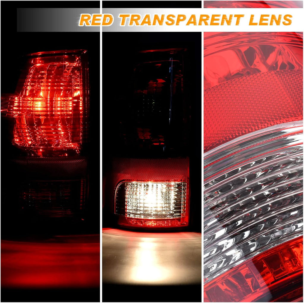 Tail Light Halogen Type Compatible With 2009-2018 Dodge Ram 1500 2500 3500 | NON-LED Model,with Bulbs,Driver and Passenger Side,Taillight Rear Lamp Assembly,55277415AD,55277414AE
