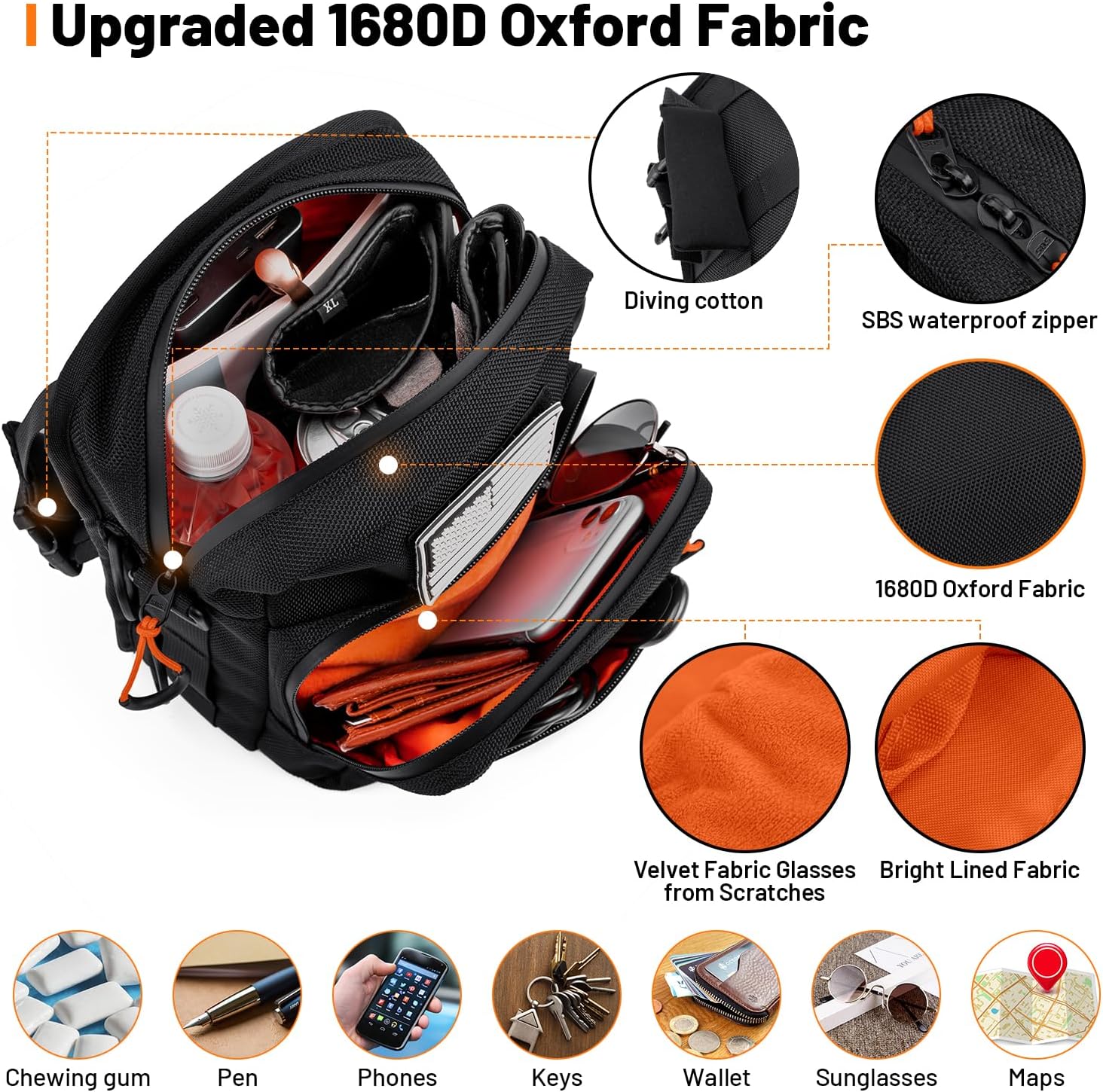 Oumurs Motorcycle Handlebar Bags,1680D Water-resistant Universal Bar bag American Flag Sissy Bar Bag Front Fork Storage Accessory Bag, For Softail Dyna Sportsters Dirt Bike Scooter E-bike Bicycle Blue