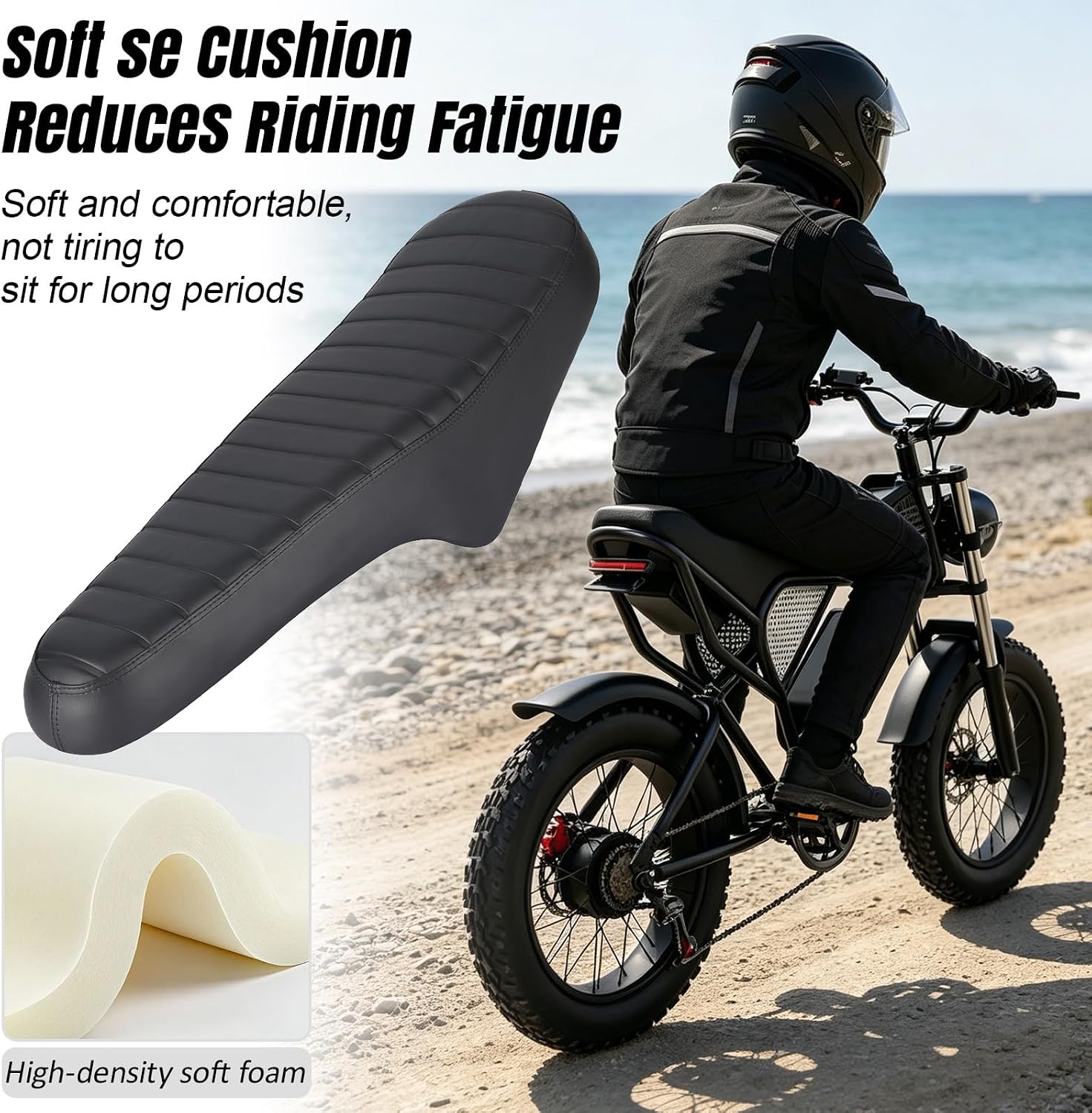 Long Extended 2 Passenger Electric Dirt Bike Seat, Soft Padded PU Replacement Cushion, Universal Fat Tire E-Bike Saddle Compatible with Ridstar Q20 Q20 Pro Lite