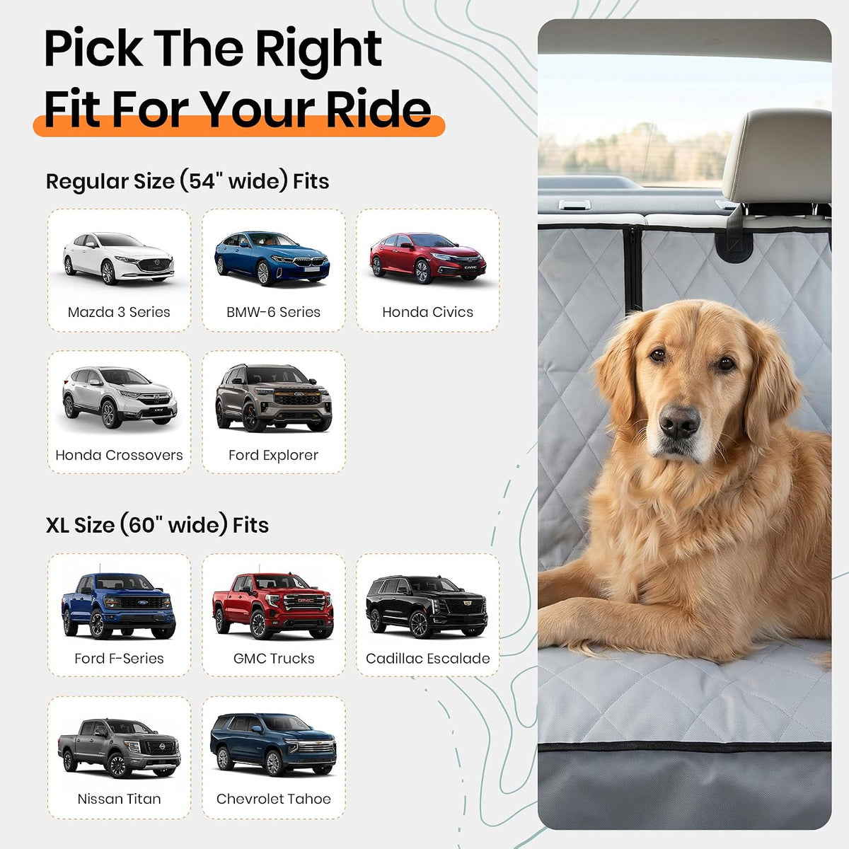 4knines dog rear seat cover for fold down, package contents
