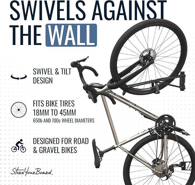 StoreYourBoard SwivelStow Road & Gravel Bike Storage 2 Pack – Heavy Duty Bike - Image 3