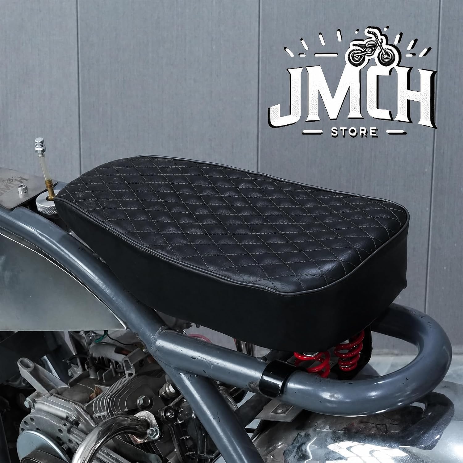 JMCHstore Black Diamond Stitch Retro Upgraded 17'' Seat Cover for Coleman BT200X Mini Bike 196cc, Hisun 200-7 for Viper 200cc Trail Bike Cushion Replacement Parts