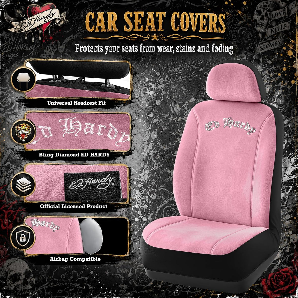 ed hardy car seat covers, pink soft short, side view