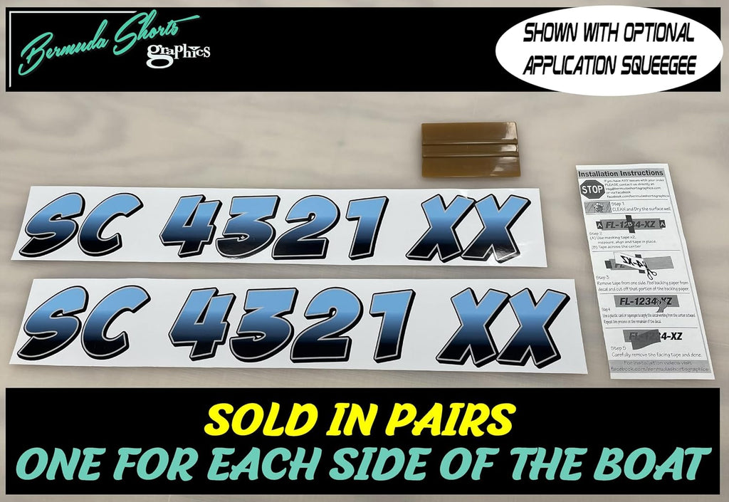 Boat Registration Numbers X2 GRB / 2 Pack/Custom State Registration Stickers/Vinyl Boat Decal Graphics Pair