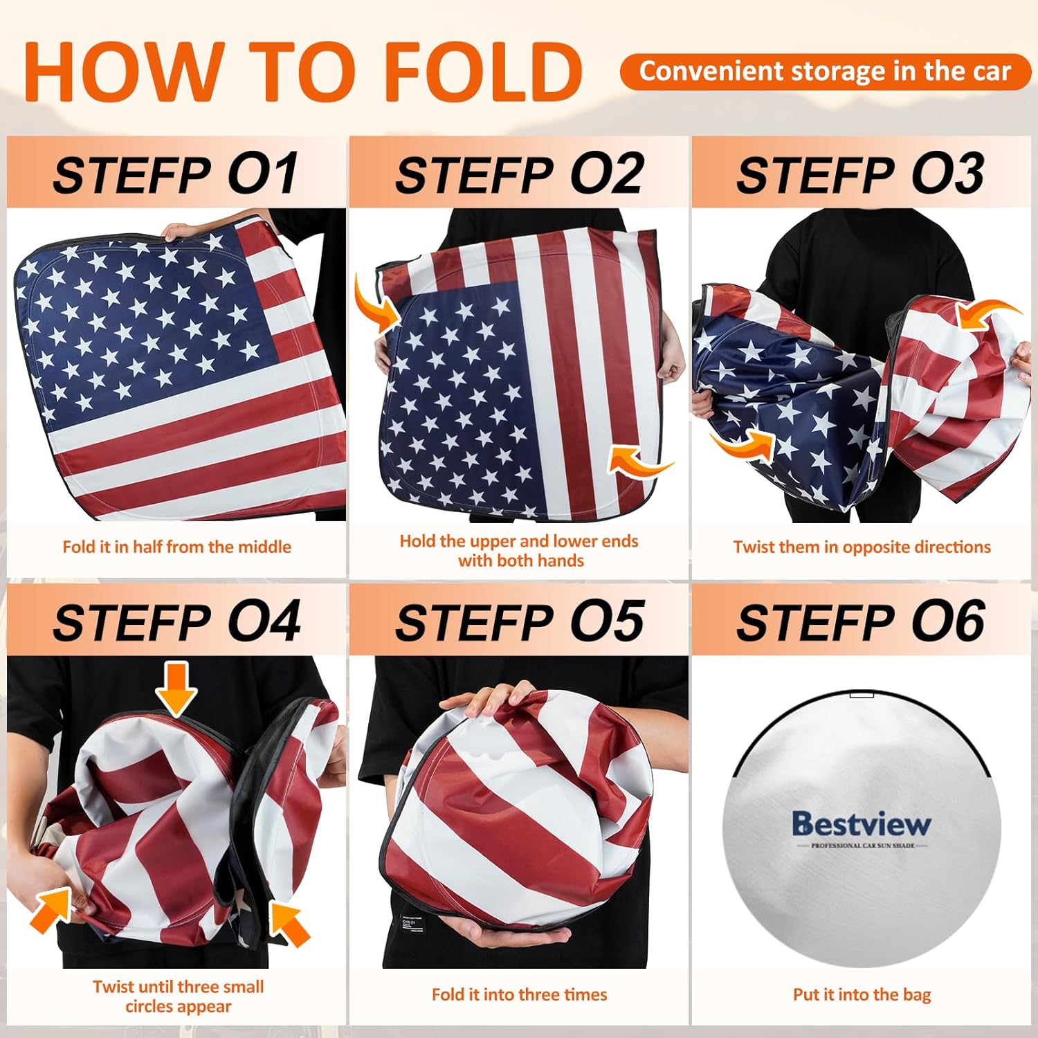 Bestview American Flag Windshield Sunshade for 2009-2018 Dodge Ram 1500，Custom Fit Foldable Front Window Sunshade Sun Visor Accessories Protector Block UV Rays Heat, Keep Your Car Cooler