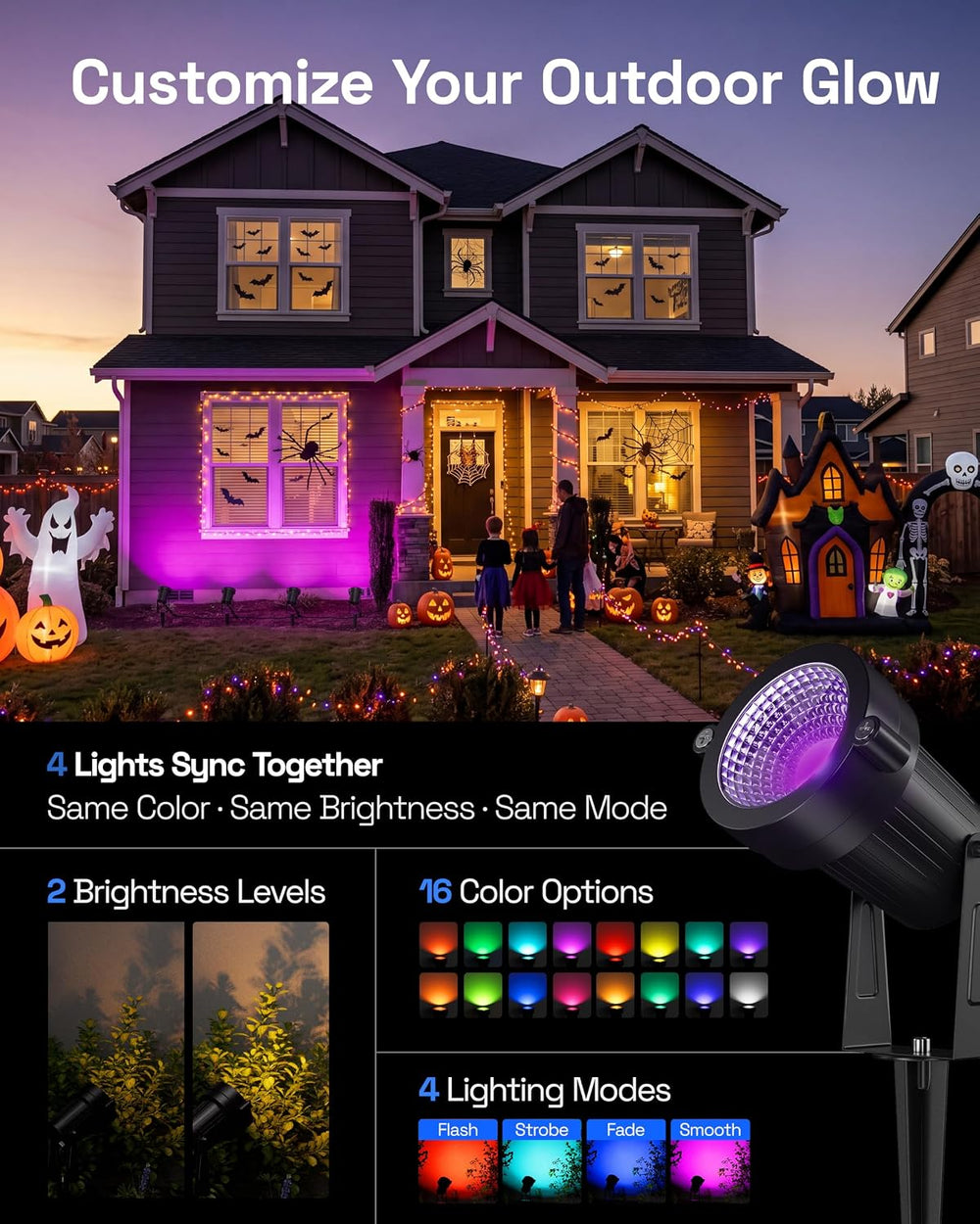 HBN RGBW Halloween Christmas Spot Lights Outdoor Spotlight with Remote