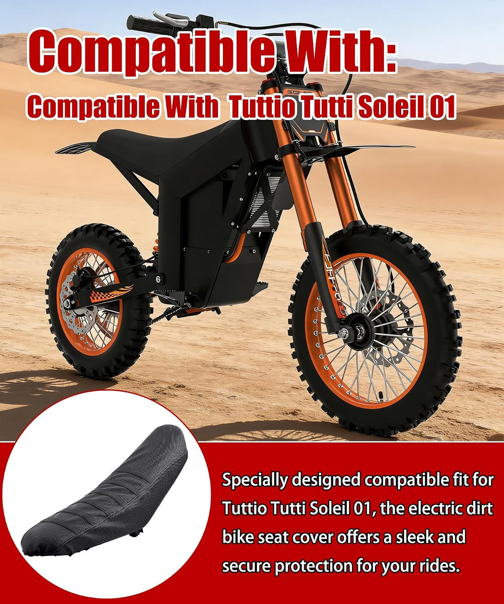 Seat Cover Fits for Tuttio Tutti Soleil 01 Electric Dirt Bike,Version Waterproof Non-Slip and Wear-Resistant ICT-Black