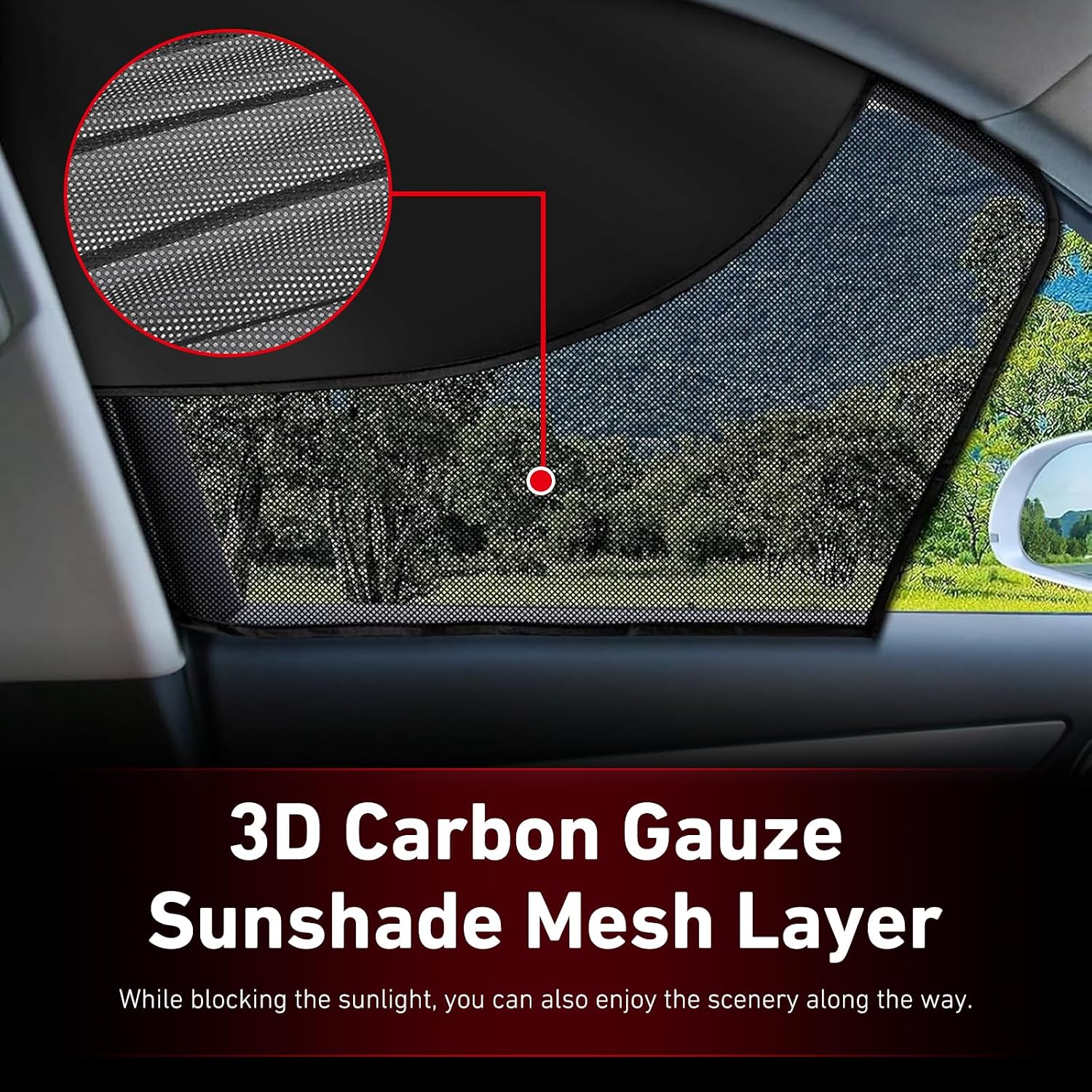 2 PCS Car Window Shades, Semi-shading Semi-breathable Driver Side Window Shade, Splicing Anti-glare Heat-insulating Privacy Covers, Universal for Most Cars (Black)