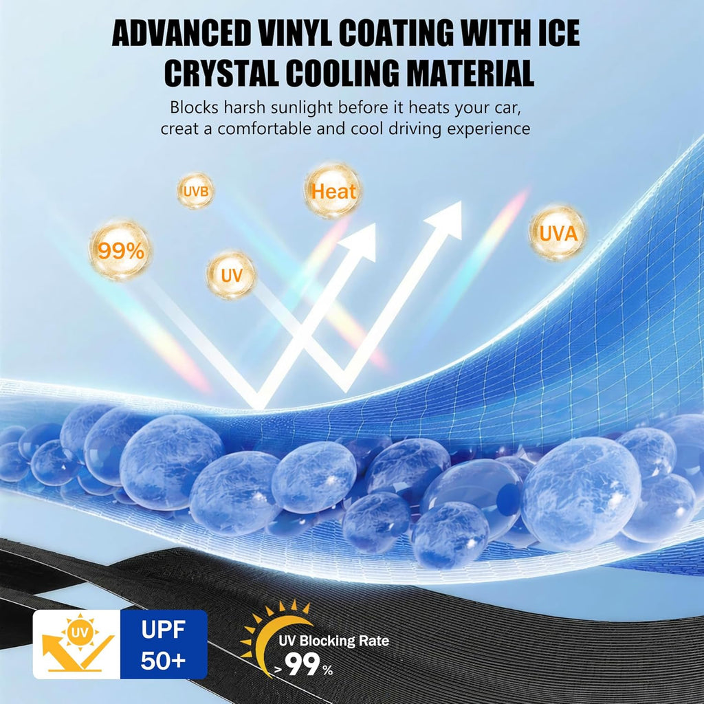 Car Windshield Sun Shade Umbrella - Custom-Fit for Chevrolet Silverado 1500&GMC Sierra 1500 2500 3500 2019-2026 Umbrella Sunshade,UV Protection & Heat Reflective,Keep Interior Cooler