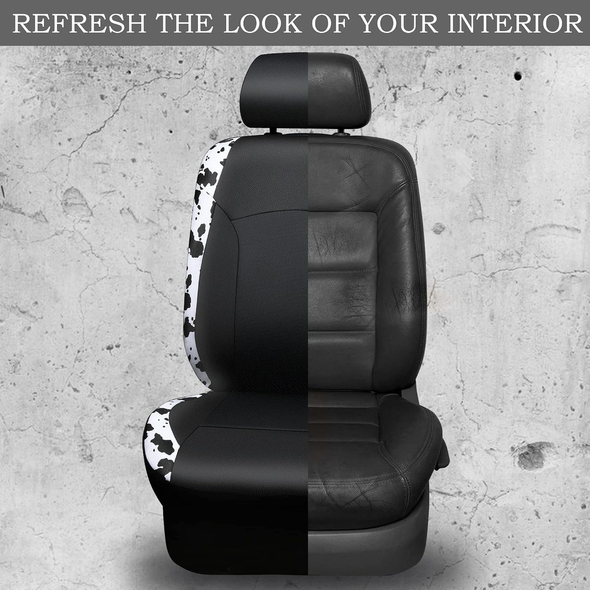 car-pass cow print car accessories sets faux leather, package contents