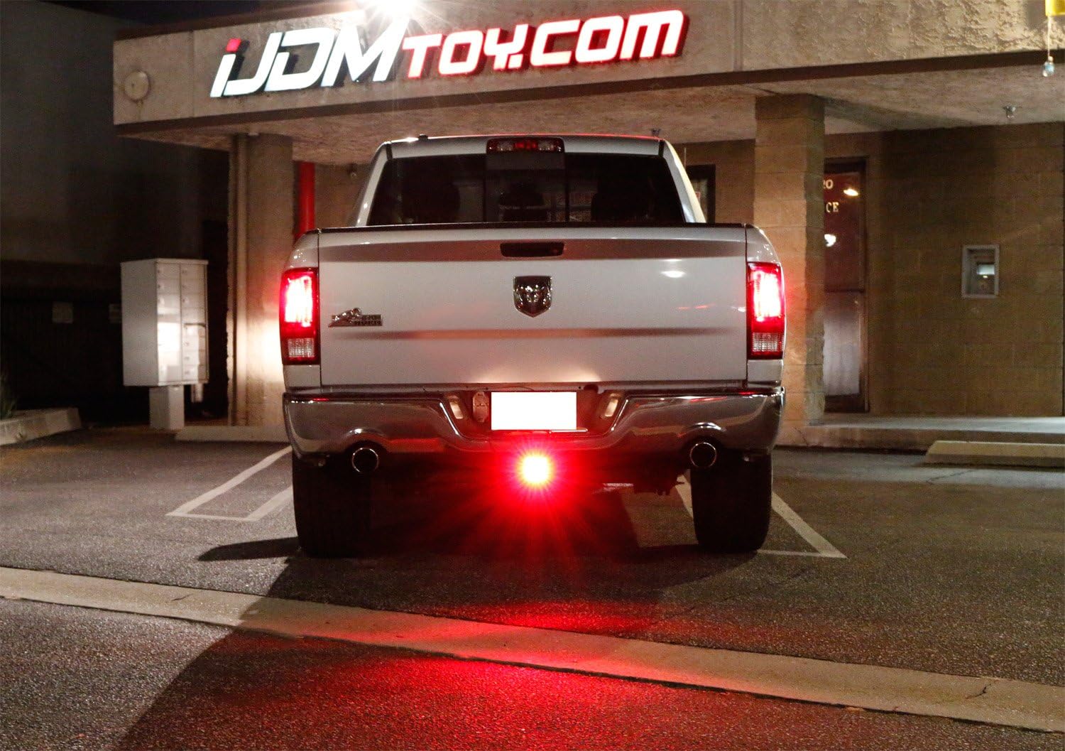 iJDMTOY 35-035-Smoked Dark Smoke Lens Tail/Brake Light Compatible With Truck SUV Trailer Class 3/4/5 2-Inch Towing Hitch Receiver, Powered by 15 Super Bright Red LED Bulbs